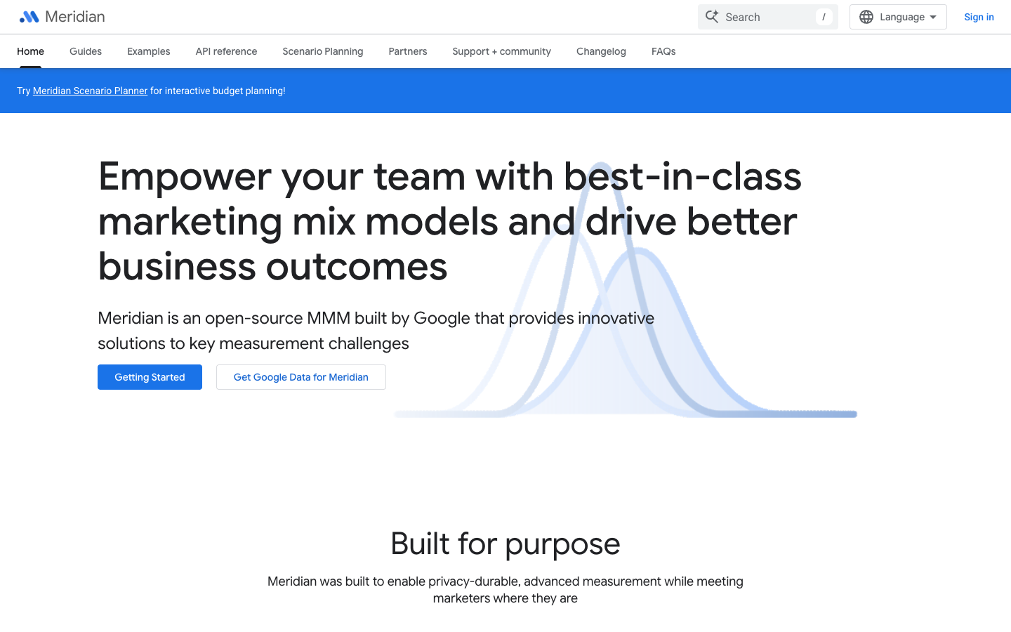 Google Meridian platform screenshot